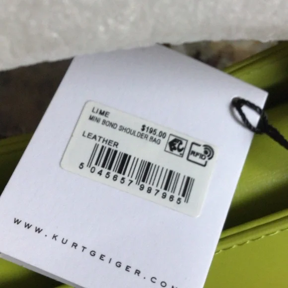 SOLD OUT NWT Kurt Geiger MINI BOND Shoulder Bag Lime Green - Picture 2 of 3